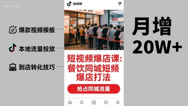 短视频爆店课,餐饮同城短视频爆店打法-赛德副业库