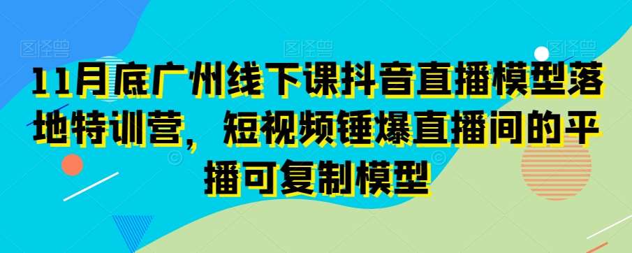11月底广州线下课抖音直播模型落地特训营,短视频锤爆直播间的平播可复制模型-赛德副业库