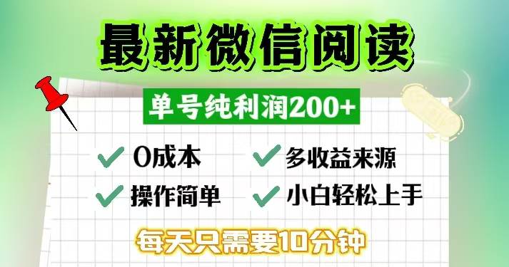 （13108期）微信阅读最新玩法，每天十分钟，单号一天200+，简单0零成本，当日提现-赛德副业库