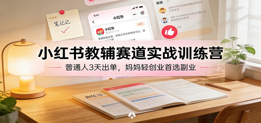 小红书教辅赛道实战训练营:普通人3天出单,妈妈轻创业首选副业-赛德副业库