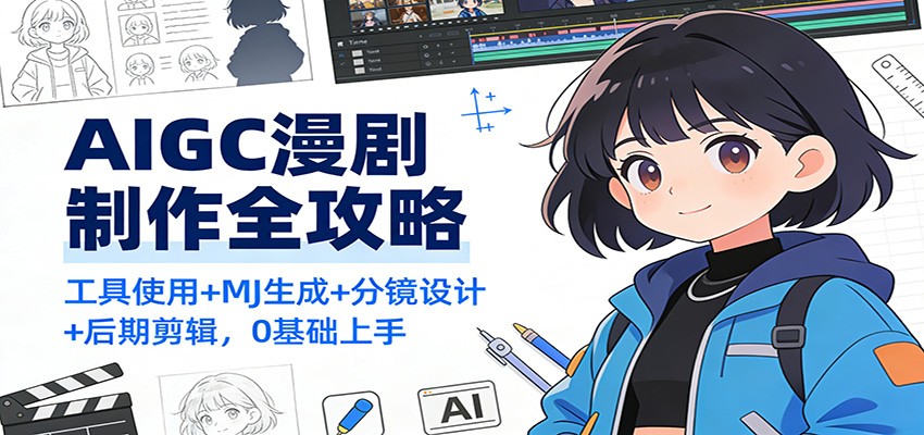 AIGC漫剧制作全攻略:工具使用+MJ生成+分镜设计+后期剪辑,0基础上手-赛德副业库