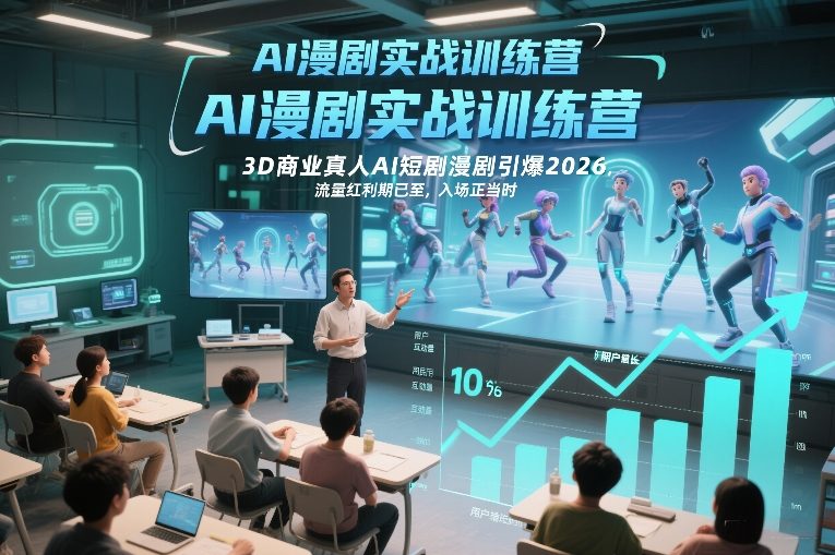 AI漫剧实战训练营，3D商业真人AI短剧漫剧引爆2026，流量红利期已至，入场正当时-赛德副业库
