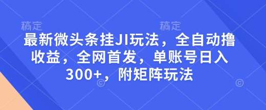 最新微头条挂JI玩法，全自动撸收益，全网首发，单账号日入300+，附矩阵玩法【揭秘】-赛德副业库