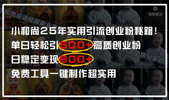 (14436期)小和尚2025年实用引流秘籍!单日轻松引500+高质量创业粉,日变现800+,...-赛德副业库