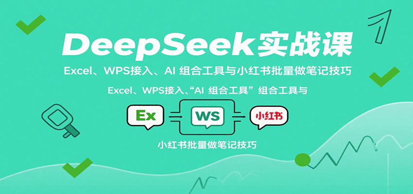 DeepSeek实战课：Excel、WPS接入、AI 组合工具与小红书批量做笔记技巧-赛德副业库