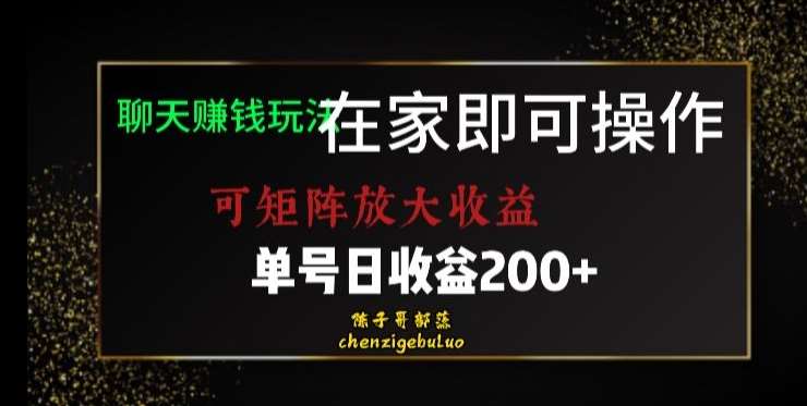靠聊天赚钱，在家就能做，可矩阵放大收益，单号日利润200+美滋滋【揭秘】-赛德副业库
