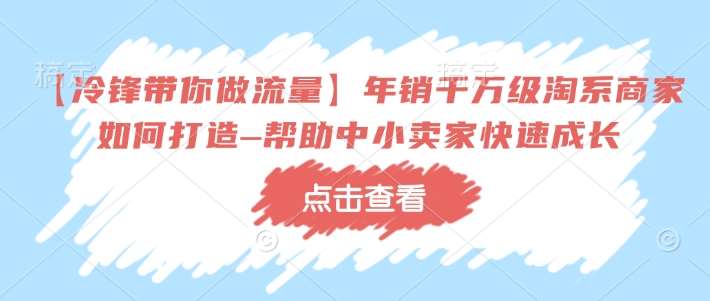 【冷锋带你做流量】年销千万级淘系商家如何打造–帮助中小卖家快速成长-赛德副业库