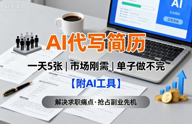 AI代写简历,一天5张,今年找工作难,市场刚需,单子做不完【附AI工具】-赛德副业库