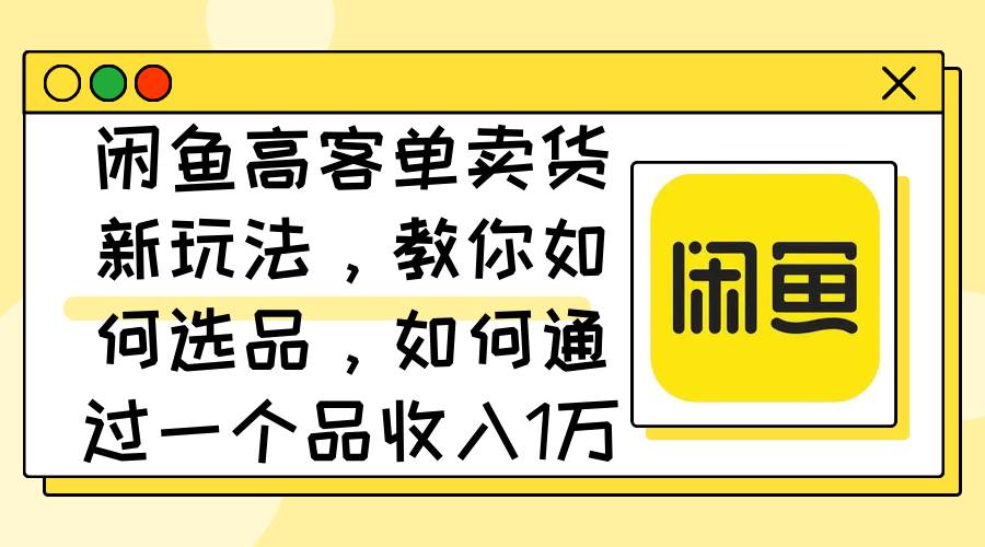 （12387期）闲鱼高客单卖货新玩法，教你如何选品，如何通过一个品收入1万+-赛德副业库