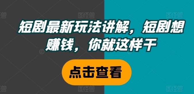 短剧最新玩法讲解，短剧想赚钱，你就这样干-赛德副业库