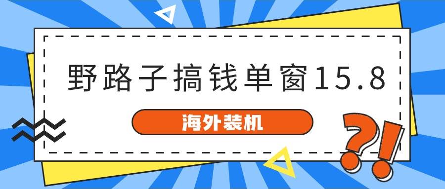 海外装机,野路子搞钱,单窗口15.8,亲测已变现10000+-赛德副业库