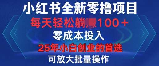 小红书全新纯零撸项目，只要有号就能玩，可放大批量操作，轻松日入100+【揭秘】-赛德副业库
