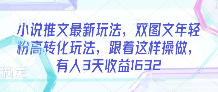 小说推文最新玩法，双图文年轻粉高转化玩法，跟着这样操做，有人3天收益1632-赛德副业库