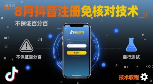 8月抖音注册免核对技术，不保证百分百，自测-赛德副业库