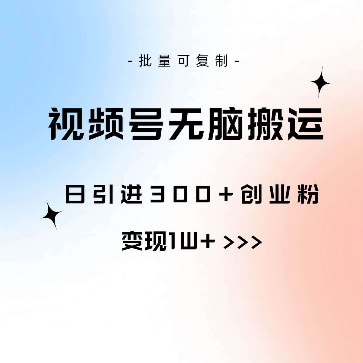 （10612期）视频号无脑搬运日引300+创业粉，变现1W+可批量复制-赛德副业库