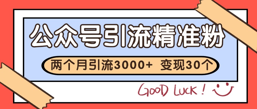 公众号精准粉引流玩法 2个月3000+精准粉 变现30万+-赛德副业库