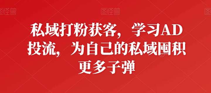 私域打粉获客，学习AD投流，为自己的私域囤积更多子弹-赛德副业库