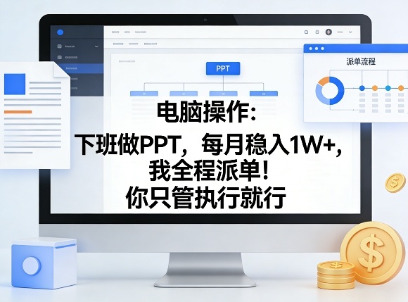 电脑操作:下班做PPT,每月稳入1W+,我全程派单!你只管执行就行【揭秘】-赛德副业库