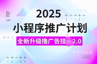 2025小程序推广计划，全新升级撸广告挂JI2.0玩法，日入多张，小白可做【揭秘】-赛德副业库