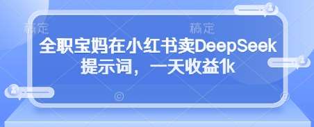 全职宝妈在小红书卖DeepSeek提示词，一天收益1k-赛德副业库