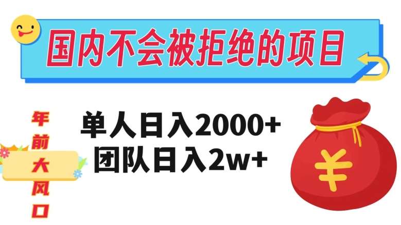 在国内不怕被拒绝的项目，单人日入2000，团队日入20000+【揭秘】-赛德副业库