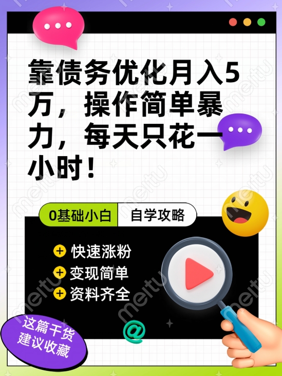 靠债务优化月入五万，每天只要花两个小时，多种方式轻松变现【揭秘】-赛德副业库