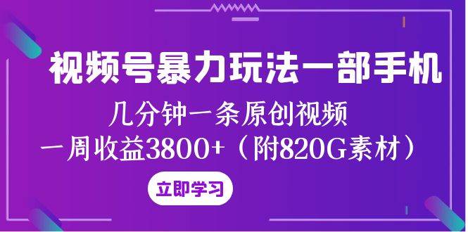 （8017期）视频号暴力玩法一部手机 几分钟一条原创视频 一周收益3800+（附820G素材）-赛德副业库