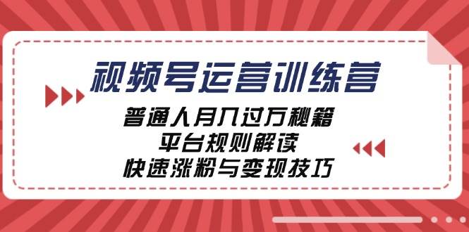 视频号运营训练营：普通人月入过万秘籍，平台规则解读，快速涨粉与变现-赛德副业库