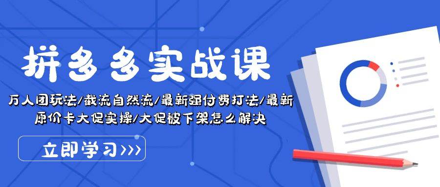 （10865期）拼多多·实战课：万人团玩法/截流自然流/最新强付费打法/最新原价卡大促..-赛德副业库