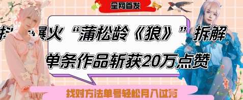 爆火“蒲松龄《狼》”实战拆解,仅6条作品涨粉24W,单条作品收获20W点赞,找对方法轻松起号月入过W-赛德副业库
