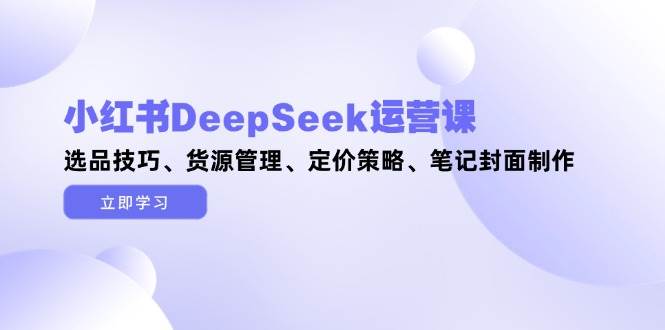 （14748期）小红书DeepSeek运营课，选品技巧、货源管理、定价策略、笔记封面制作-赛德副业库