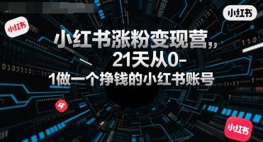 小红书涨粉变现营，21天从0-1做一个挣钱的小红书账号-赛德副业库