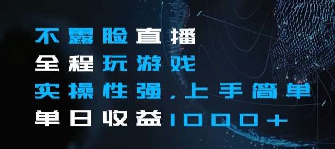 不露脸直播全程玩游戏，实操性强，上手简单，单日收益1000+【揭秘】-赛德副业库