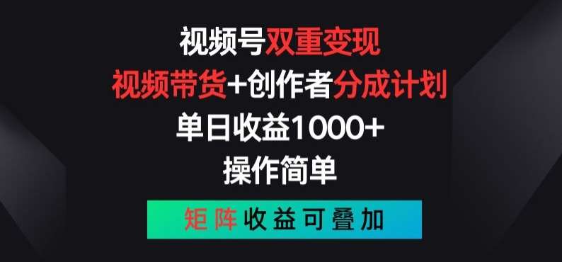 视频号双重变现，视频带货+创作者分成计划 , 操作简单，矩阵收益叠加【揭秘】-赛德副业库