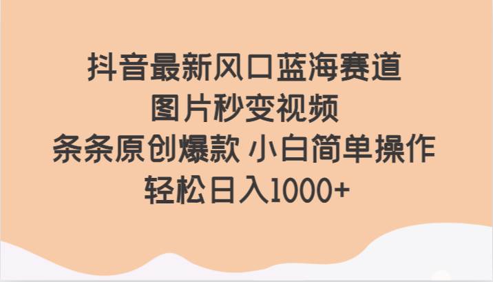 抖音最新风口蓝海赛道 图片秒变视频 条条原创爆款 小白简单操作 轻松日入1000+-赛德副业库