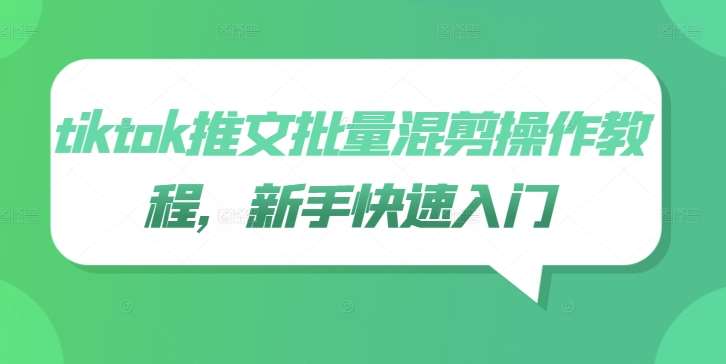 tiktok推文批量混剪操作教程，新手快速入门-赛德副业库
