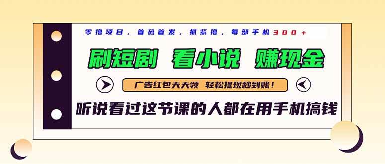 （14735期）最新短剧平台，刷短剧，看小说，赚现金，一部手机日入300+-赛德副业库
