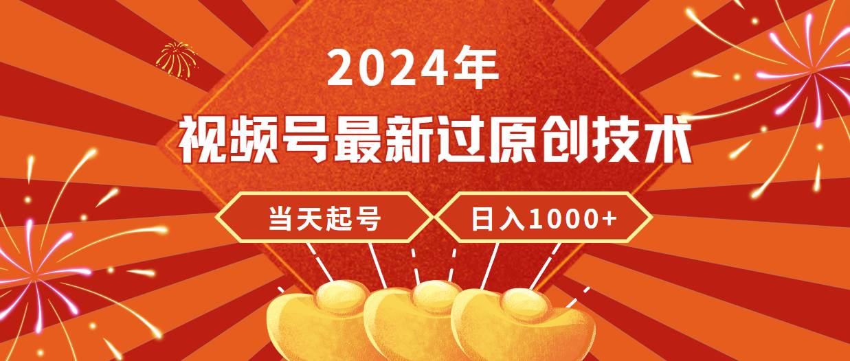 （9565期）2024年视频号最新过原创技术，当天起号，收入稳定，日入1000+-赛德副业库