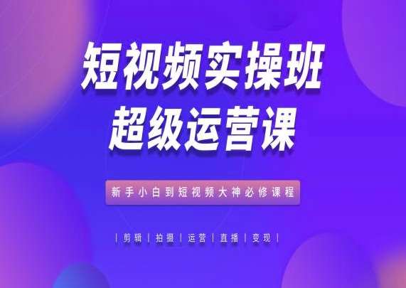 短视频实操班超级运营课，新手小白到短视频大神必修课程-赛德副业库