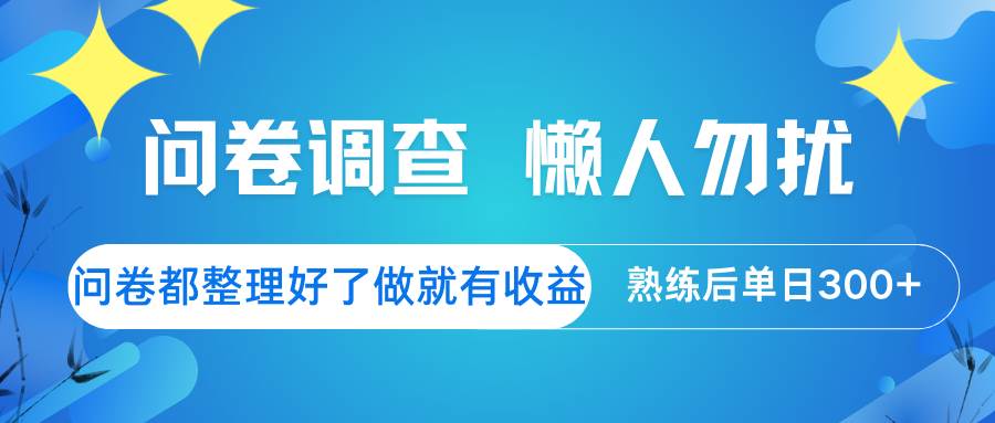 问卷调查 懒人勿扰 问卷都整理好了,做就有收益,熟练后日入300+-赛德副业库