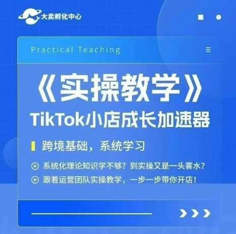 大卖家孵化中心TikTok实操课，TikTok小店成长加速器，跨境基础系统学习，一步一步带你开店-赛德副业库
