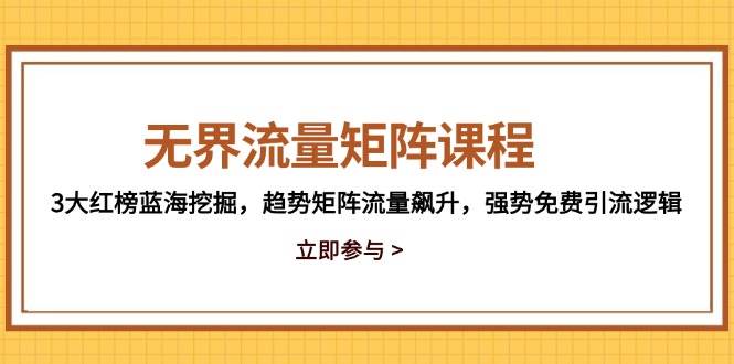 （14763期）无界流量矩阵课程，3大红榜蓝海挖掘，趋势矩阵流量飙升，强势免费引流逻辑-赛德副业库
