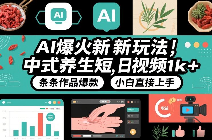 AI爆火新玩法,中式养生短视频,日收益1k+条条作品爆款,小白直接上手,附详细教程-赛德副业库