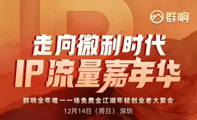2025ip嘉年华万人12月14深圳线下课,走向微利时代,IP流量嘉年华,实操性极强的商业干货课-赛德副业库