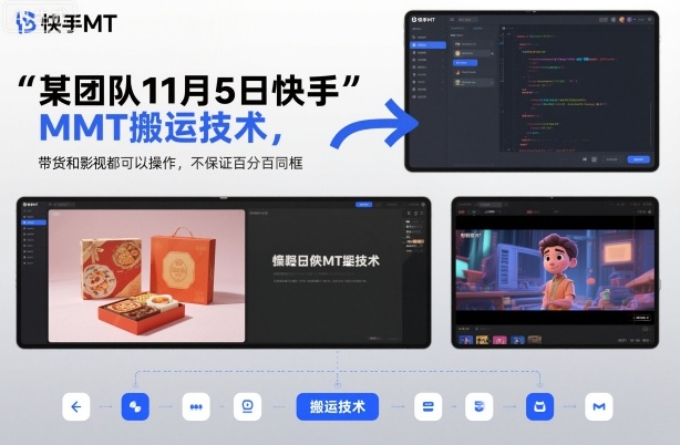 某团队11月5日快手MT搬运技术,带货和影视都可以操作,不保证百分百同框,自测-赛德副业库