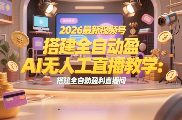 2026最新视频号AI无人直播教学：搭建全自动盈利直播间，低成本开启副业变现-赛德副业库