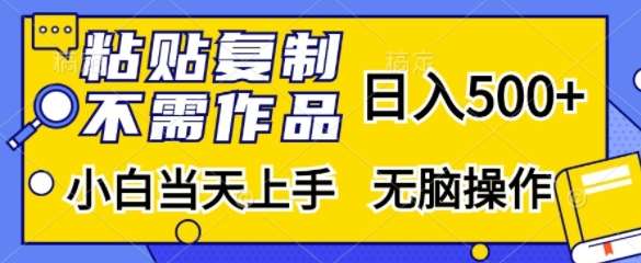 粘贴复制，无需作品，日入500+，小白当天上手，无脑操作-赛德副业库