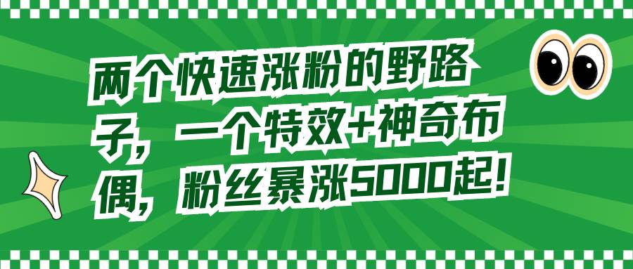 （8606期）两个快速涨粉的野路子，一个特效+神奇布偶，粉丝暴涨5000起！-赛德副业库
