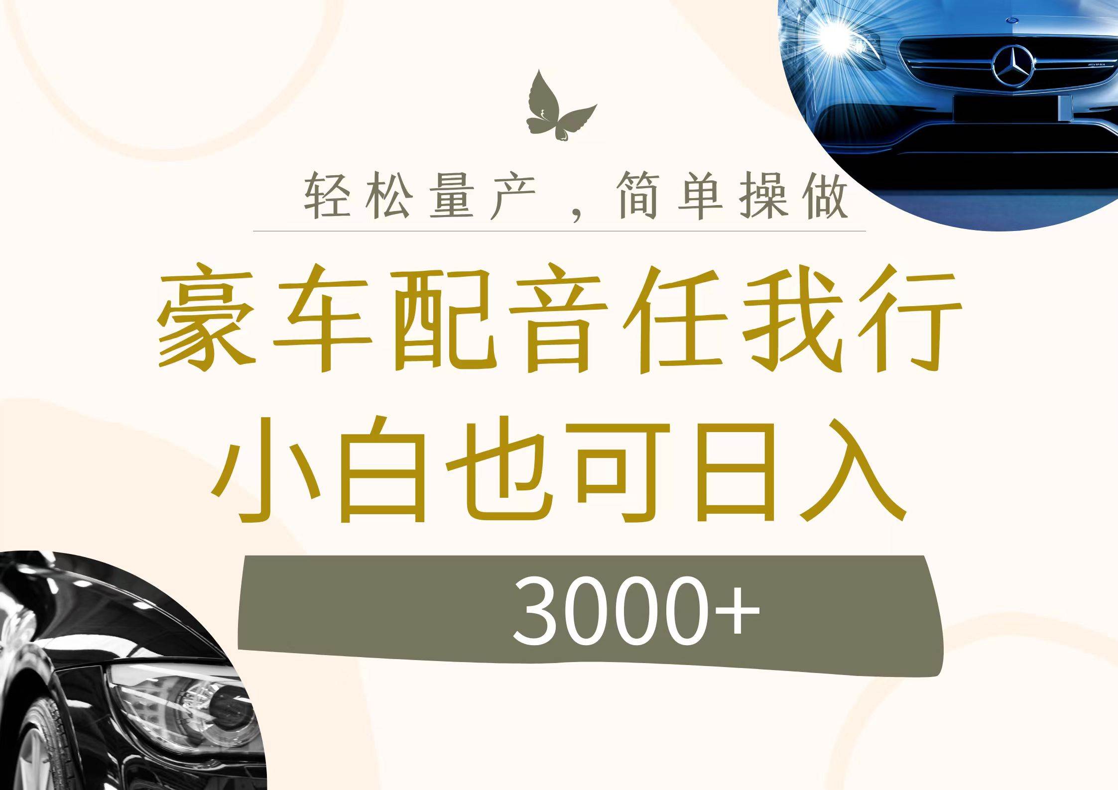 (12206期)不为人知的暴力小项目,豪车配音,日入3000+-赛德副业库