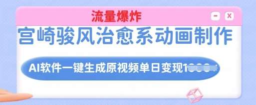 宫崎骏风治愈系动画制作，AI软件一键生成原创视频流量爆炸，单日变现多张，详细实操流程-赛德副业库